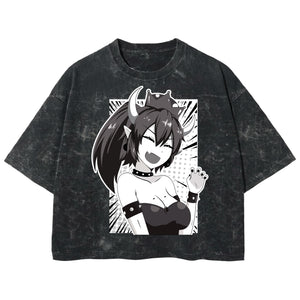 Playera streetwear premium de anime y gaming ExtraLife MX, corte boxy deluxe mineral wash heavyweight en color Acid Wash, moda urbana mexicana de culto.