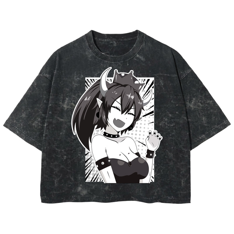 Playera streetwear premium de anime y gaming ExtraLife MX, corte boxy deluxe mineral wash heavyweight en color Acid Wash, moda urbana mexicana de culto.