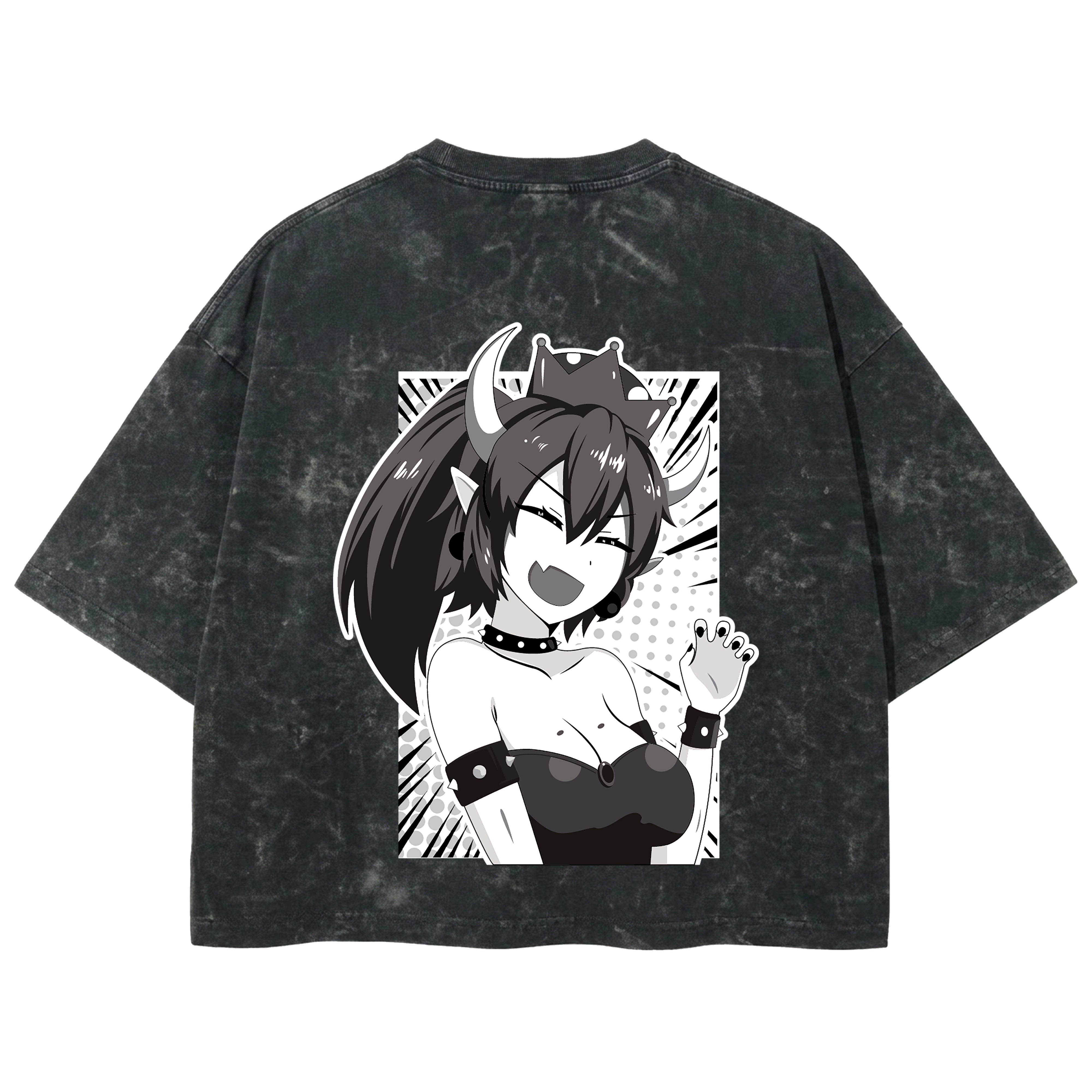 Playera streetwear premium de anime y gaming ExtraLife MX, corte boxy deluxe mineral wash heavyweight en color Acid Wash, moda urbana mexicana de culto.