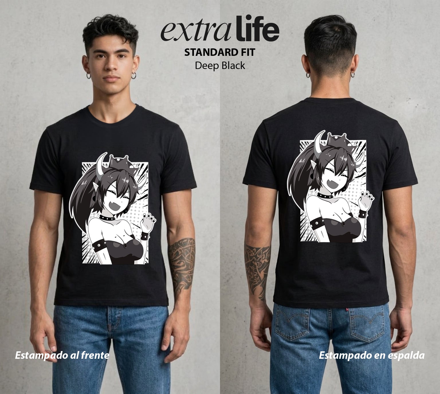 La Cultura Otaku | El Material del Bien del Corazon #04463 - Playera Standard Fit | Deep Black - Foto en modelo