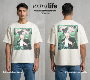 Las Calles del Viento | El Viento del Bien #04464 - Playera Oversized Premium | Off White - Foto en modelo