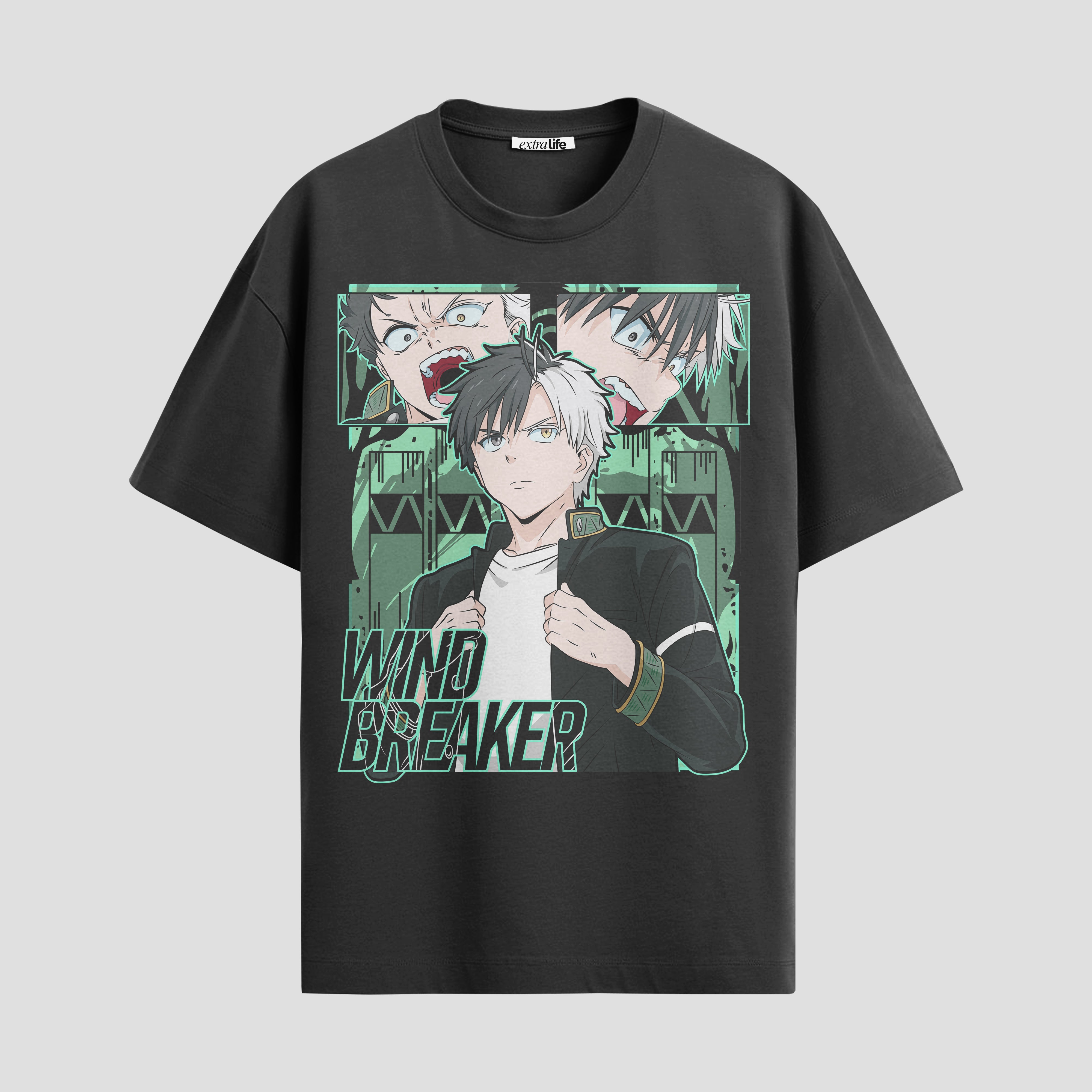 Playera urbana de anime y gaming ExtraLife MX, corte Standard Fit unisex ligero y transpirable en color Deep Black y Pure White, ropa de uso diario para gym y casual.
