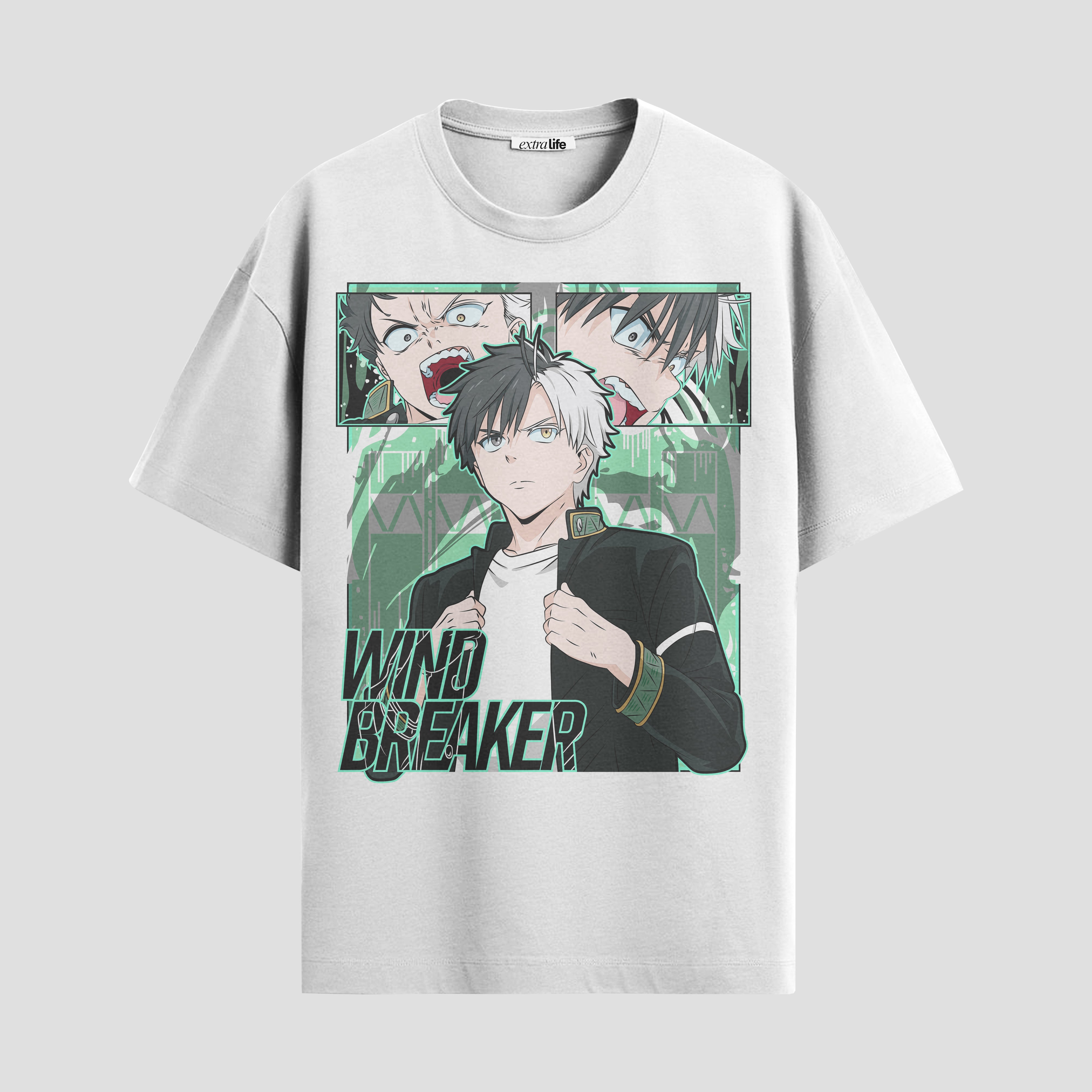 Playera urbana de anime y gaming ExtraLife MX, corte Standard Fit unisex ligero y transpirable en color Deep Black y Pure White, ropa de uso diario para gym y casual.