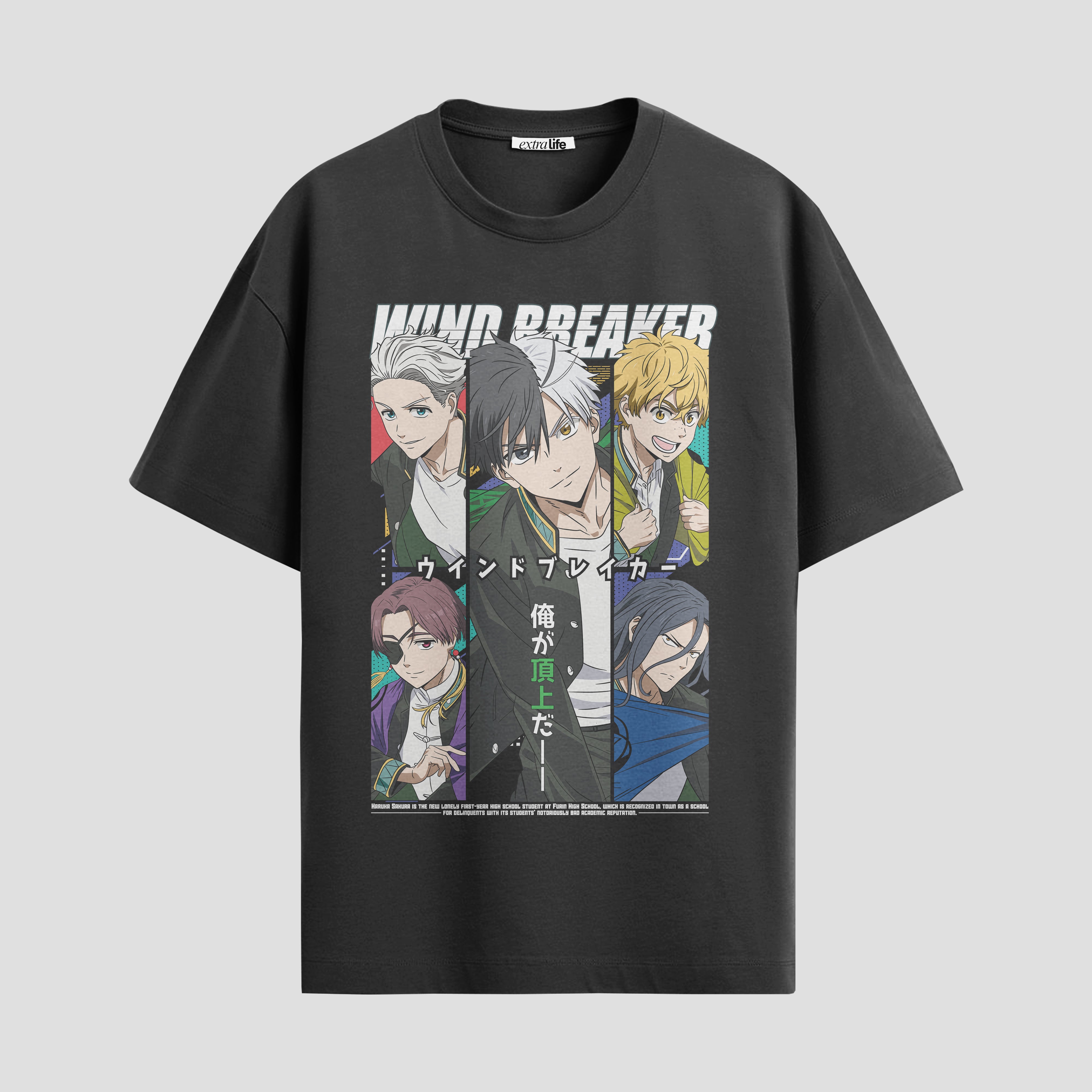 Playera urbana de anime y gaming ExtraLife MX, corte Standard Fit unisex ligero y transpirable en color Deep Black y Pure White, ropa de uso diario para gym y casual.