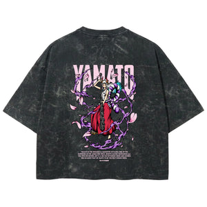 Playera streetwear premium de anime y gaming ExtraLife MX, corte boxy deluxe mineral wash heavyweight en color Acid Wash, moda urbana mexicana de culto.