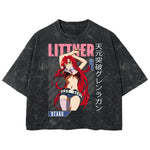 Playera streetwear premium de anime y gaming ExtraLife MX, corte boxy deluxe mineral wash heavyweight en color Acid Wash, moda urbana mexicana de culto.