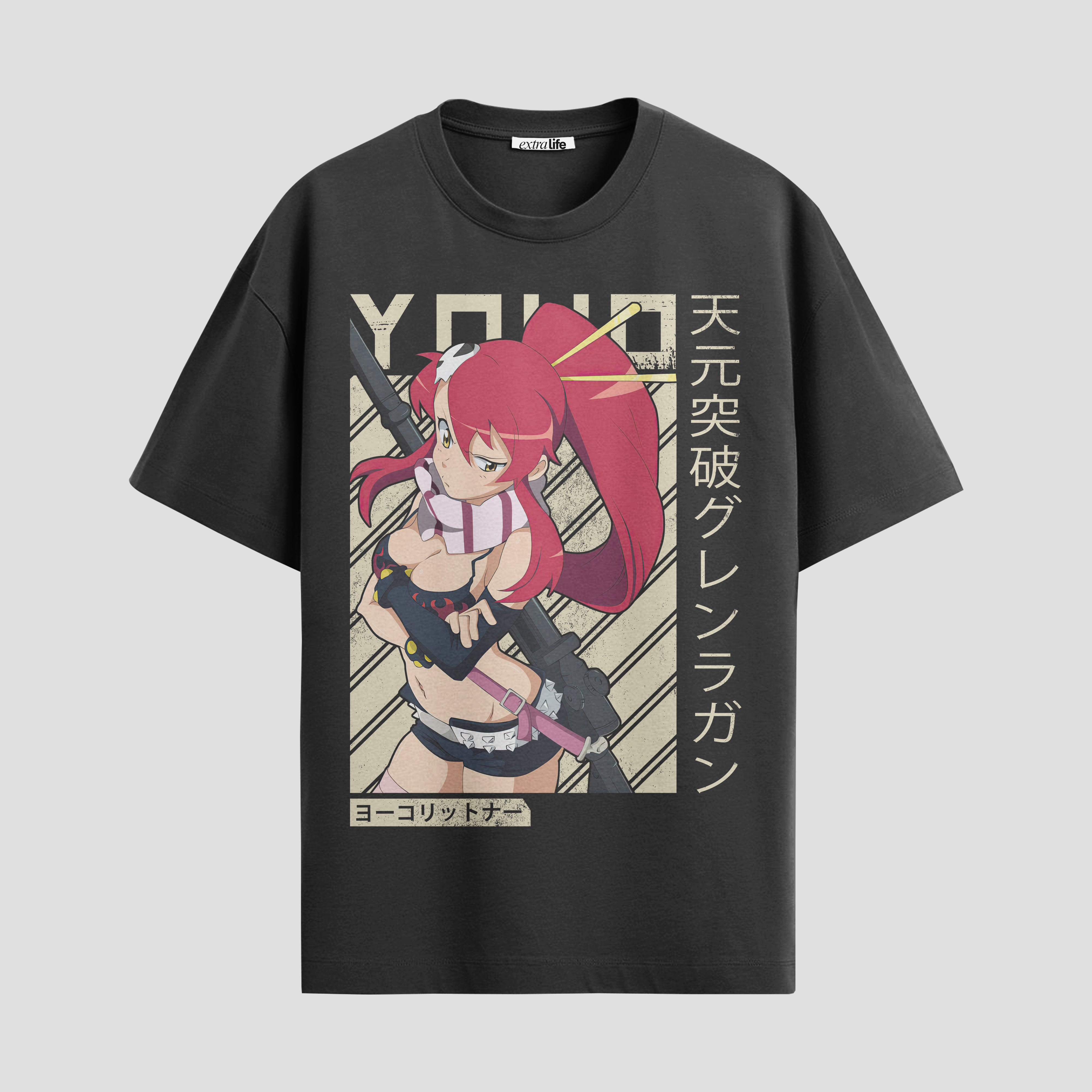 Playera urbana de anime y gaming ExtraLife MX, corte Standard Fit unisex ligero y transpirable en color Deep Black y Pure White, ropa de uso diario para gym y casual.