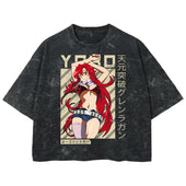 Playera streetwear premium de anime y gaming ExtraLife MX, corte boxy deluxe mineral wash heavyweight en color Acid Wash, moda urbana mexicana de culto.