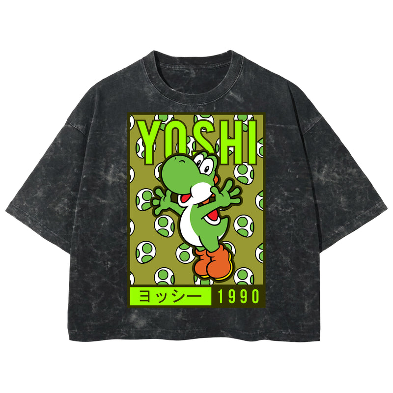 Playera streetwear premium de anime y gaming ExtraLife MX, corte boxy deluxe mineral wash heavyweight en color Acid Wash, moda urbana mexicana de culto.