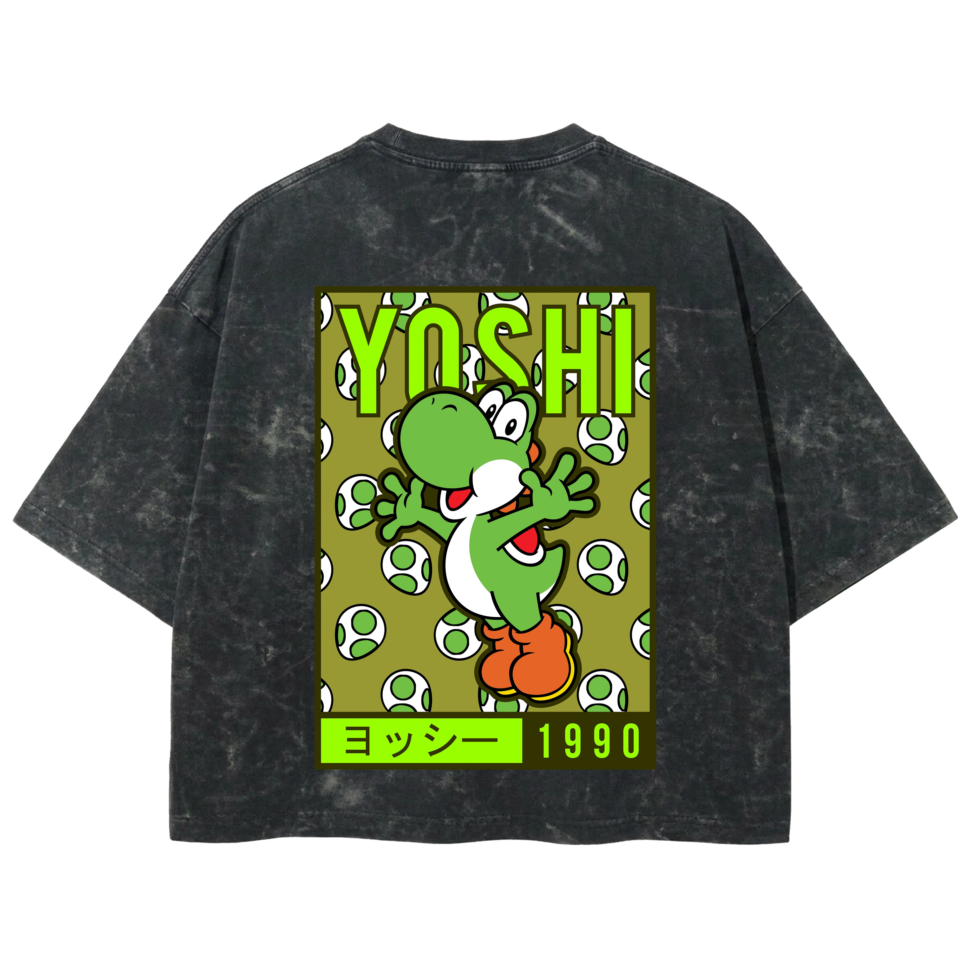 Playera streetwear premium de anime y gaming ExtraLife MX, corte boxy deluxe mineral wash heavyweight en color Acid Wash, moda urbana mexicana de culto.