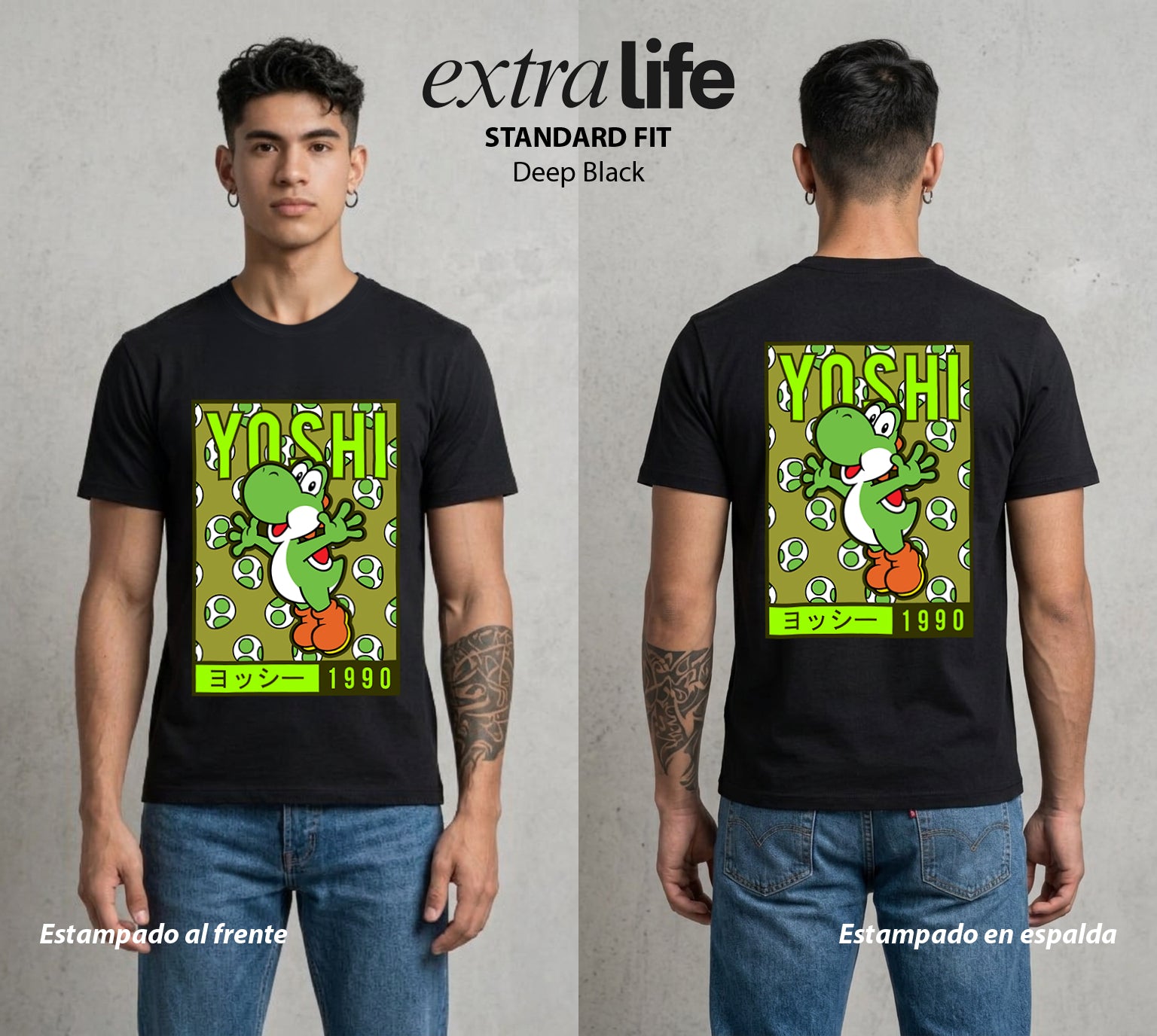 El Reino del Fontanero | El Dinosaurio Verde #04471 - Playera Standard Fit | Deep Black - Foto en modelo