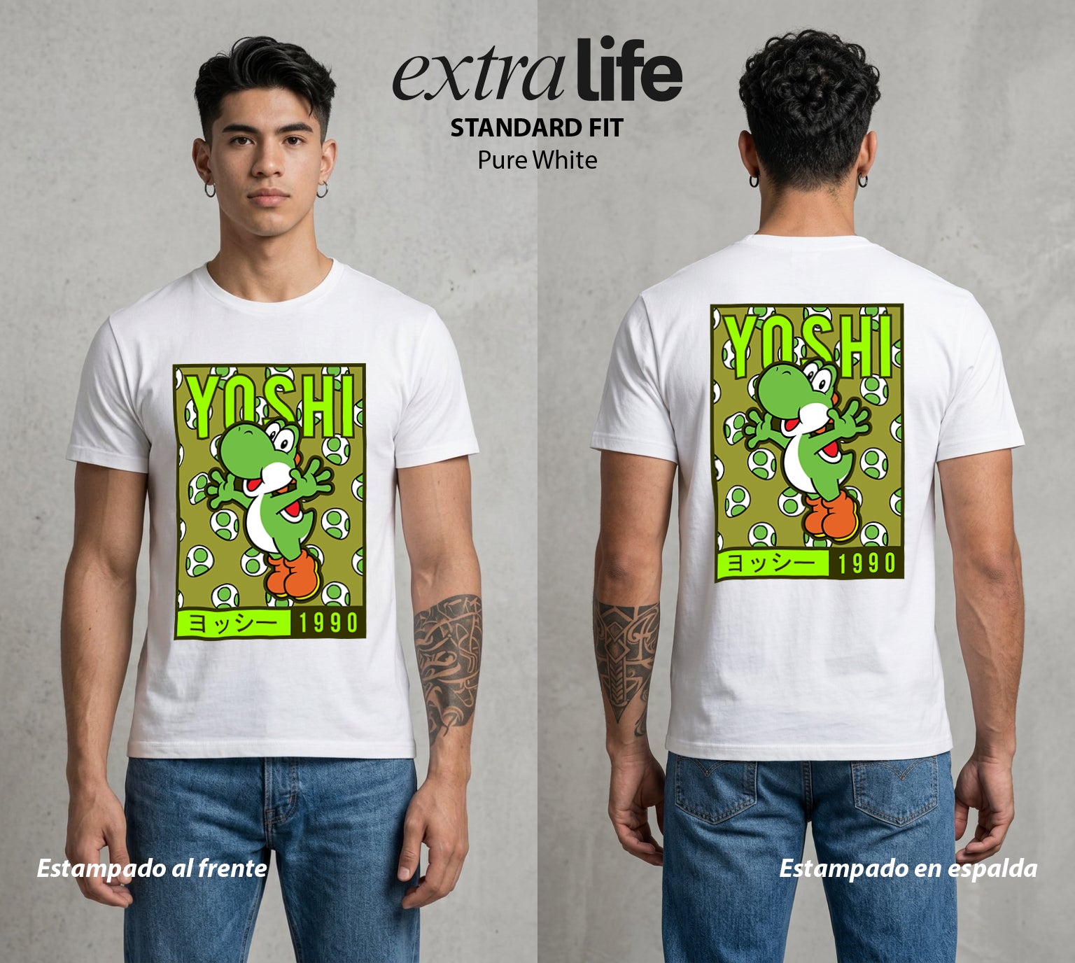 El Reino del Fontanero | El Dinosaurio Verde #04471 - Playera Standard Fit | Pure White - Foto en modelo