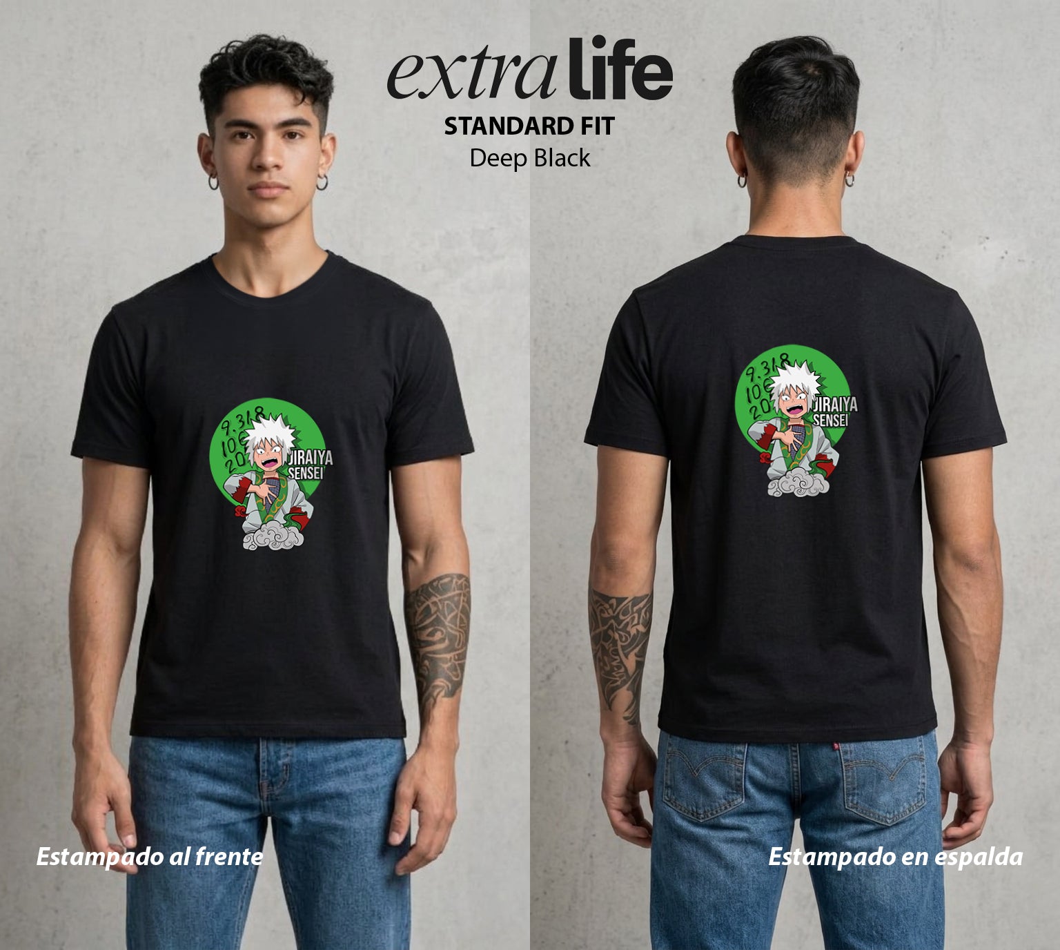 La Aldea Oculta | El Ermitano Sabio #04473 - Playera Standard Fit | Deep Black - Foto en modelo