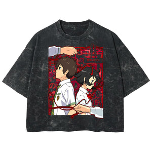Playera streetwear premium de anime y gaming ExtraLife MX, corte boxy deluxe mineral wash heavyweight en color Acid Wash, moda urbana mexicana de culto.