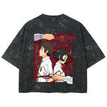 Playera streetwear premium de anime y gaming ExtraLife MX, corte boxy deluxe mineral wash heavyweight en color Acid Wash, moda urbana mexicana de culto.