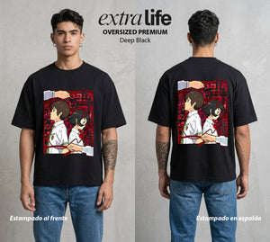 El Hilo del Destino | El Poder del Destino #04474 - Playera Oversized Premium | Deep Black - Foto en modelo