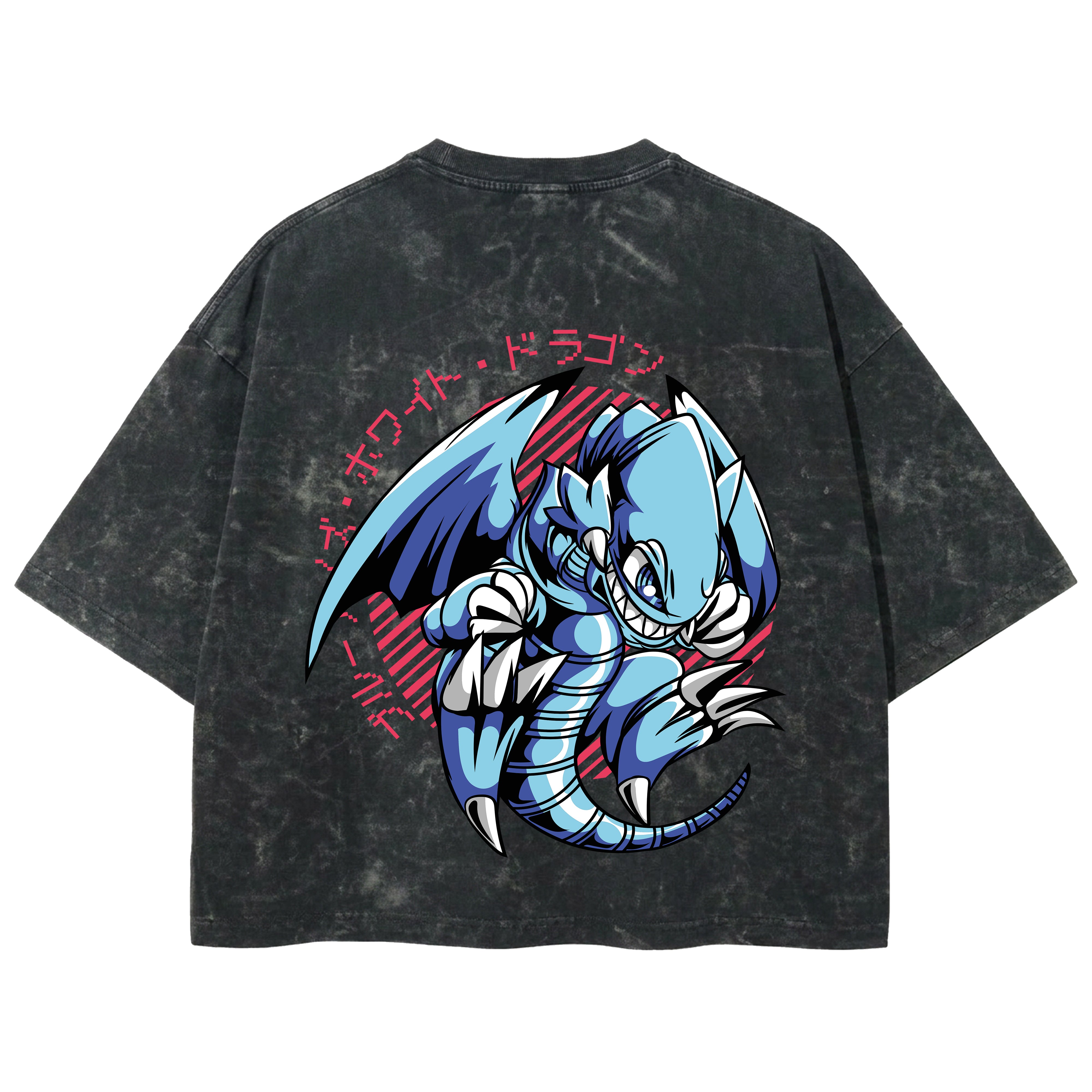Playera streetwear premium de anime y gaming ExtraLife MX, corte boxy deluxe mineral wash heavyweight en color Acid Wash, moda urbana mexicana de culto.