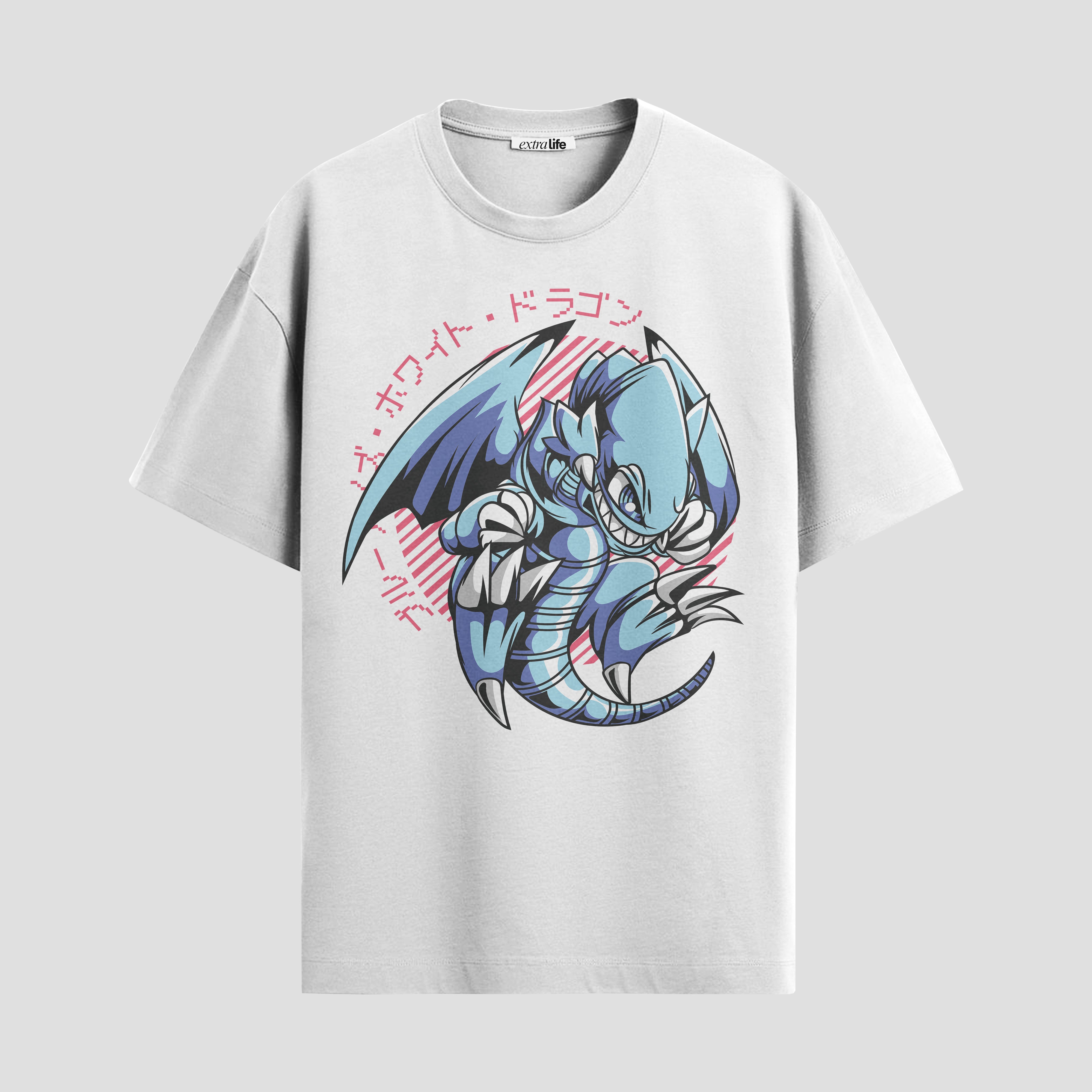 Playera urbana de anime y gaming ExtraLife MX, corte Standard Fit unisex ligero y transpirable en color Deep Black y Pure White, ropa de uso diario para gym y casual.