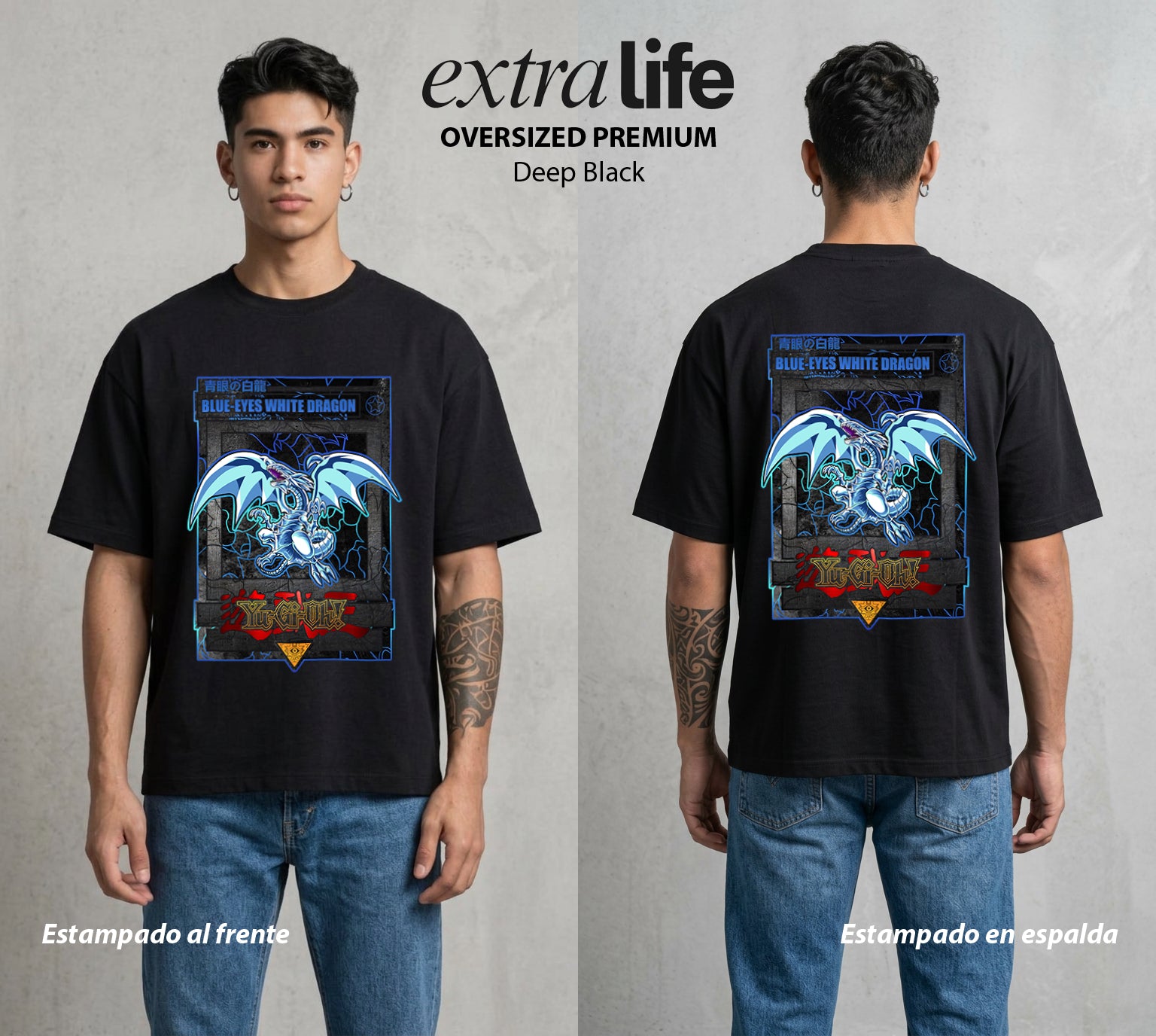 El Duelo del Destino | El Duelo del Faraon #04476 - Playera Oversized Premium | Deep Black - Foto en modelo