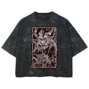 Playera streetwear premium de anime y gaming ExtraLife MX, corte boxy deluxe mineral wash heavyweight en color Acid Wash, moda urbana mexicana de culto.