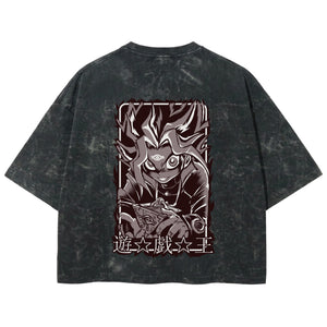 Playera streetwear premium de anime y gaming ExtraLife MX, corte boxy deluxe mineral wash heavyweight en color Acid Wash, moda urbana mexicana de culto.