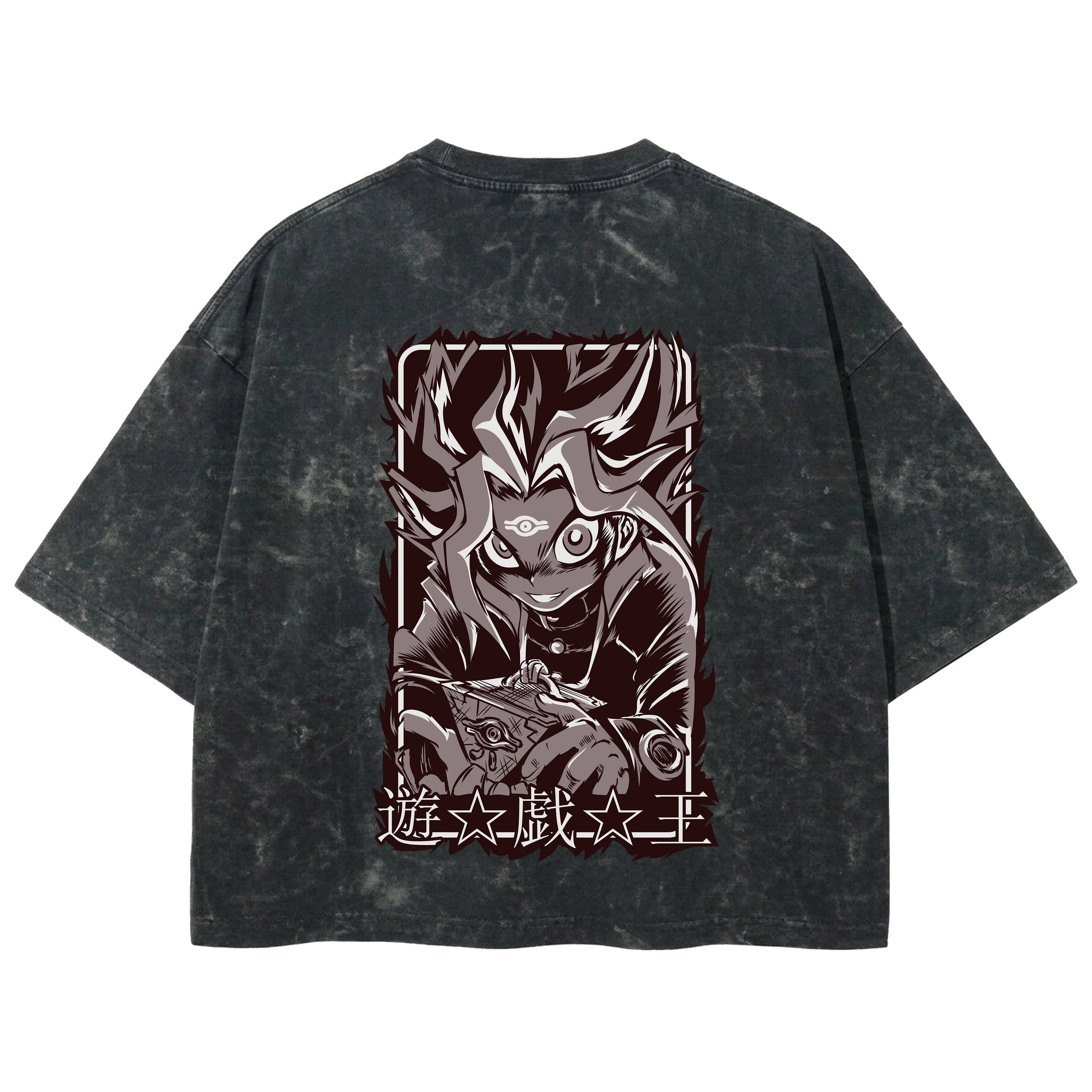Playera streetwear premium de anime y gaming ExtraLife MX, corte boxy deluxe mineral wash heavyweight en color Acid Wash, moda urbana mexicana de culto.