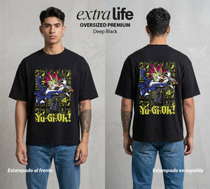 El Duelo del Destino | El Faraon del Duelo Chibi #04478 - Playera Oversized Premium | Deep Black - Foto en modelo