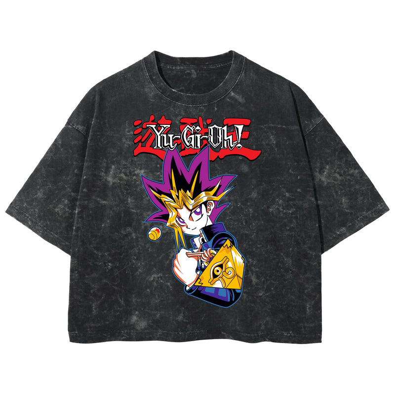 Playera streetwear premium de anime y gaming ExtraLife MX, corte boxy deluxe mineral wash heavyweight en color Acid Wash, moda urbana mexicana de culto.