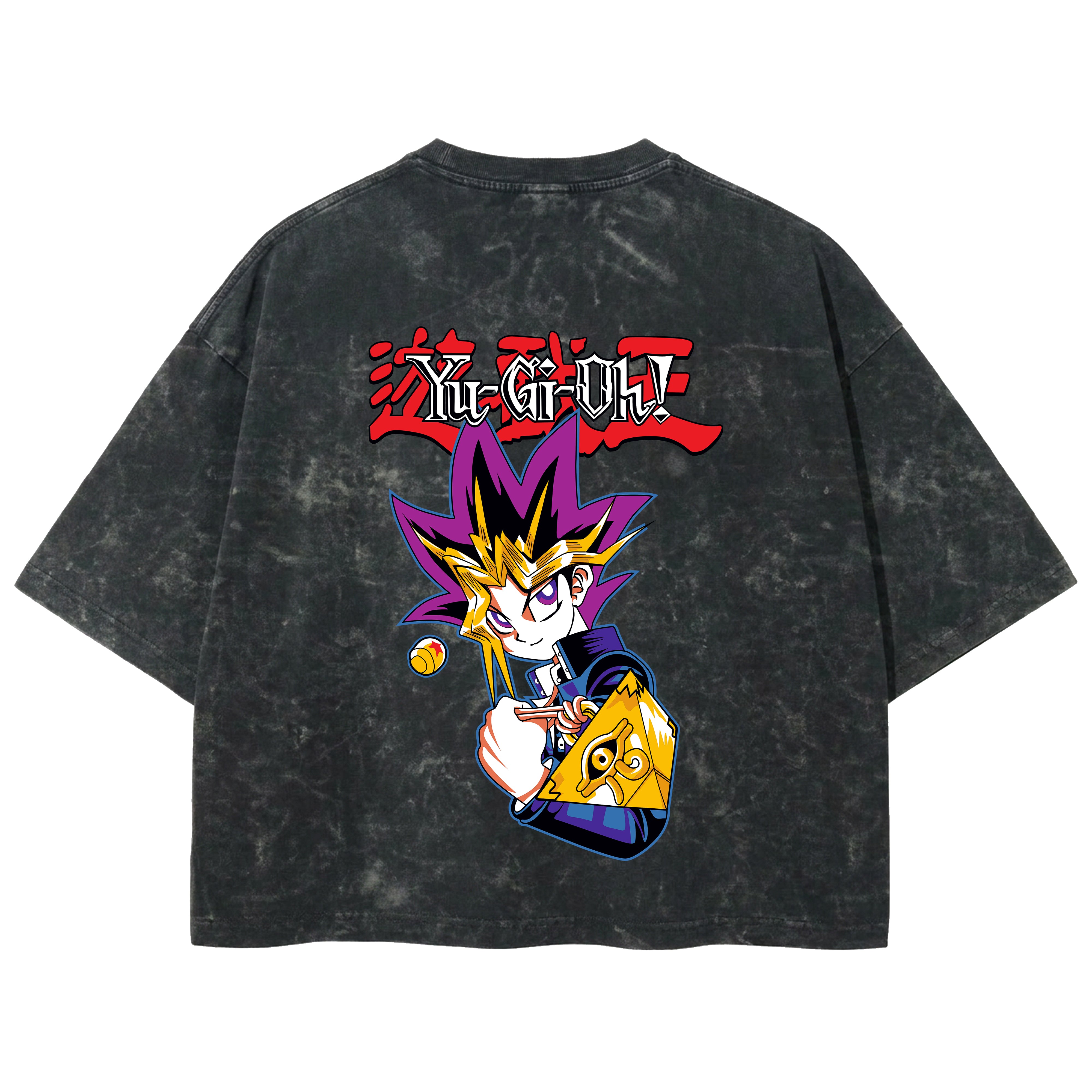 Playera streetwear premium de anime y gaming ExtraLife MX, corte boxy deluxe mineral wash heavyweight en color Acid Wash, moda urbana mexicana de culto.