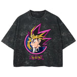 Playera streetwear premium de anime y gaming ExtraLife MX, corte boxy deluxe mineral wash heavyweight en color Acid Wash, moda urbana mexicana de culto.