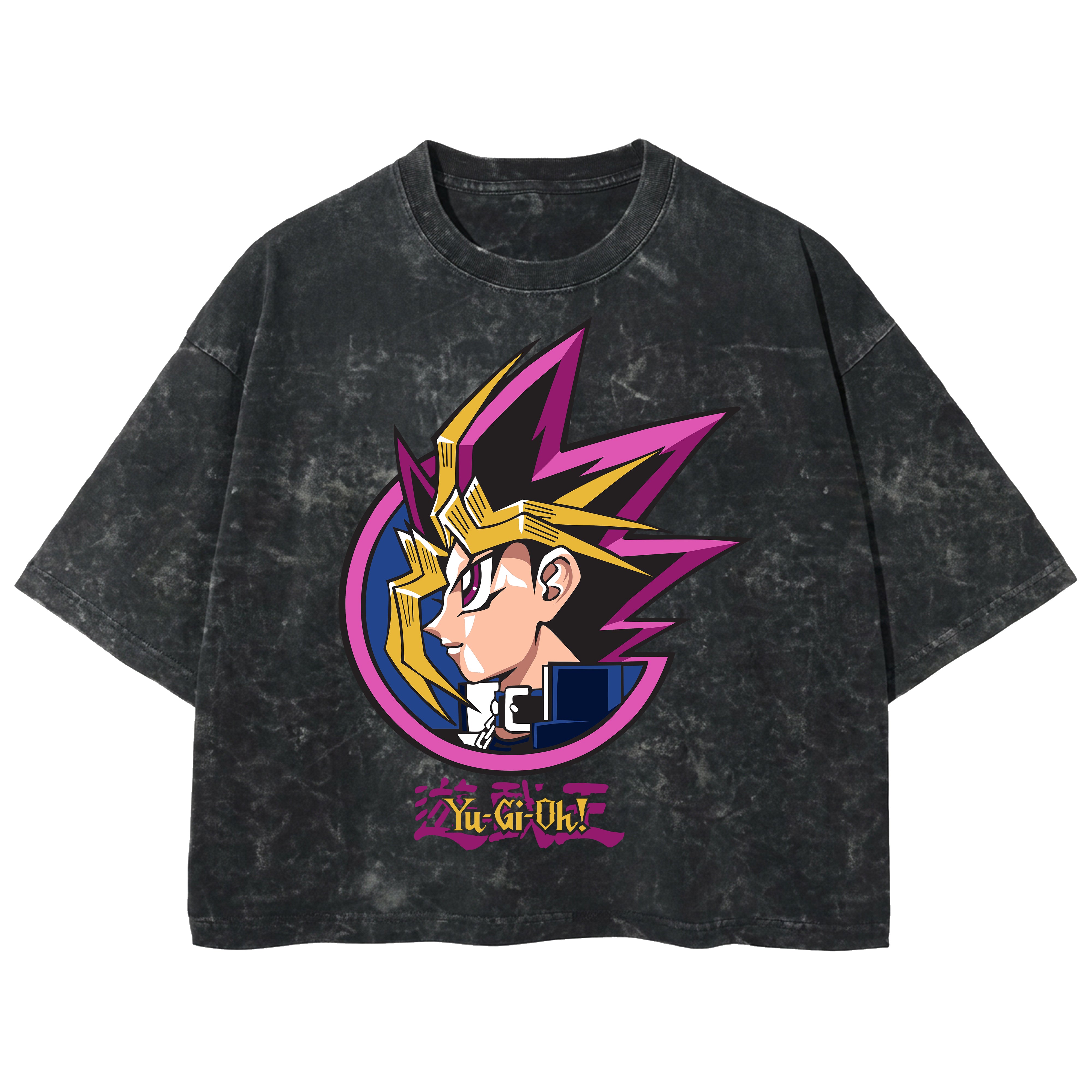 Playera streetwear premium de anime y gaming ExtraLife MX, corte boxy deluxe mineral wash heavyweight en color Acid Wash, moda urbana mexicana de culto.