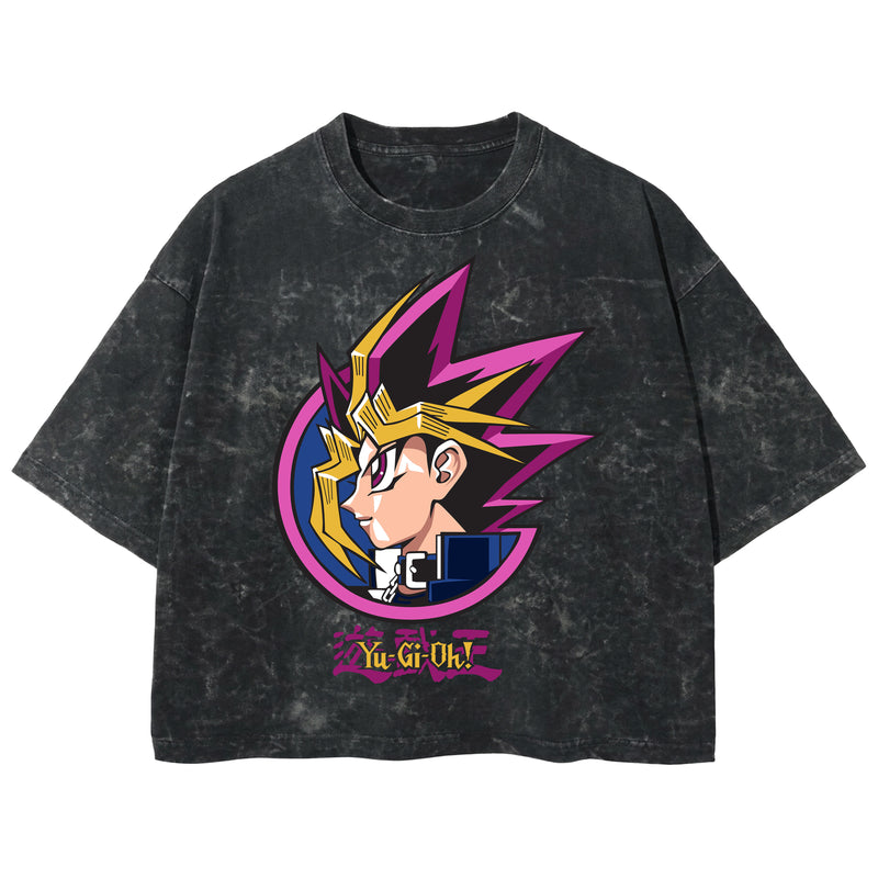 Playera streetwear premium de anime y gaming ExtraLife MX, corte boxy deluxe mineral wash heavyweight en color Acid Wash, moda urbana mexicana de culto.