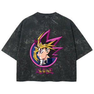 Playera streetwear premium de anime y gaming ExtraLife MX, corte boxy deluxe mineral wash heavyweight en color Acid Wash, moda urbana mexicana de culto.