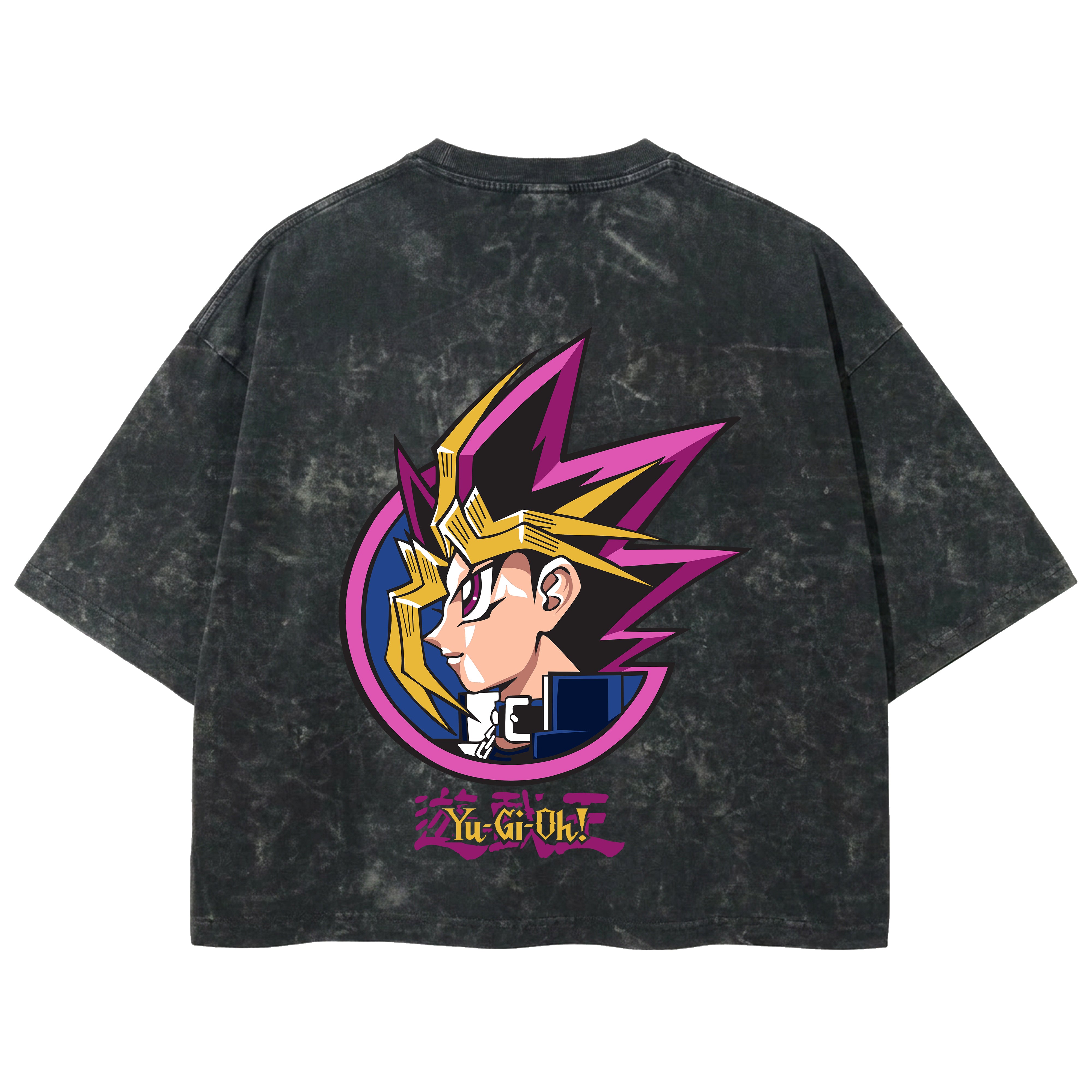 Playera streetwear premium de anime y gaming ExtraLife MX, corte boxy deluxe mineral wash heavyweight en color Acid Wash, moda urbana mexicana de culto.