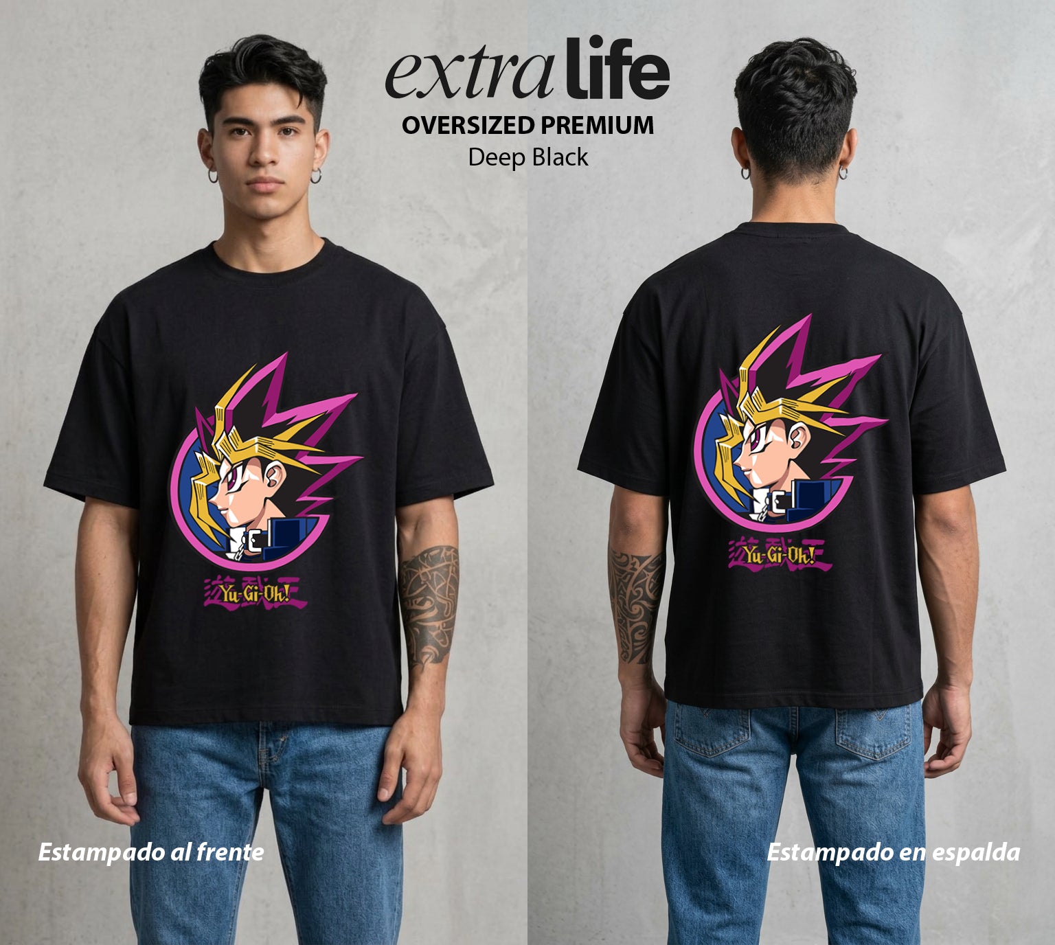 El Duelo del Destino | El Juego del Destino Chibi #04480 - Playera Oversized Premium | Deep Black - Foto en modelo
