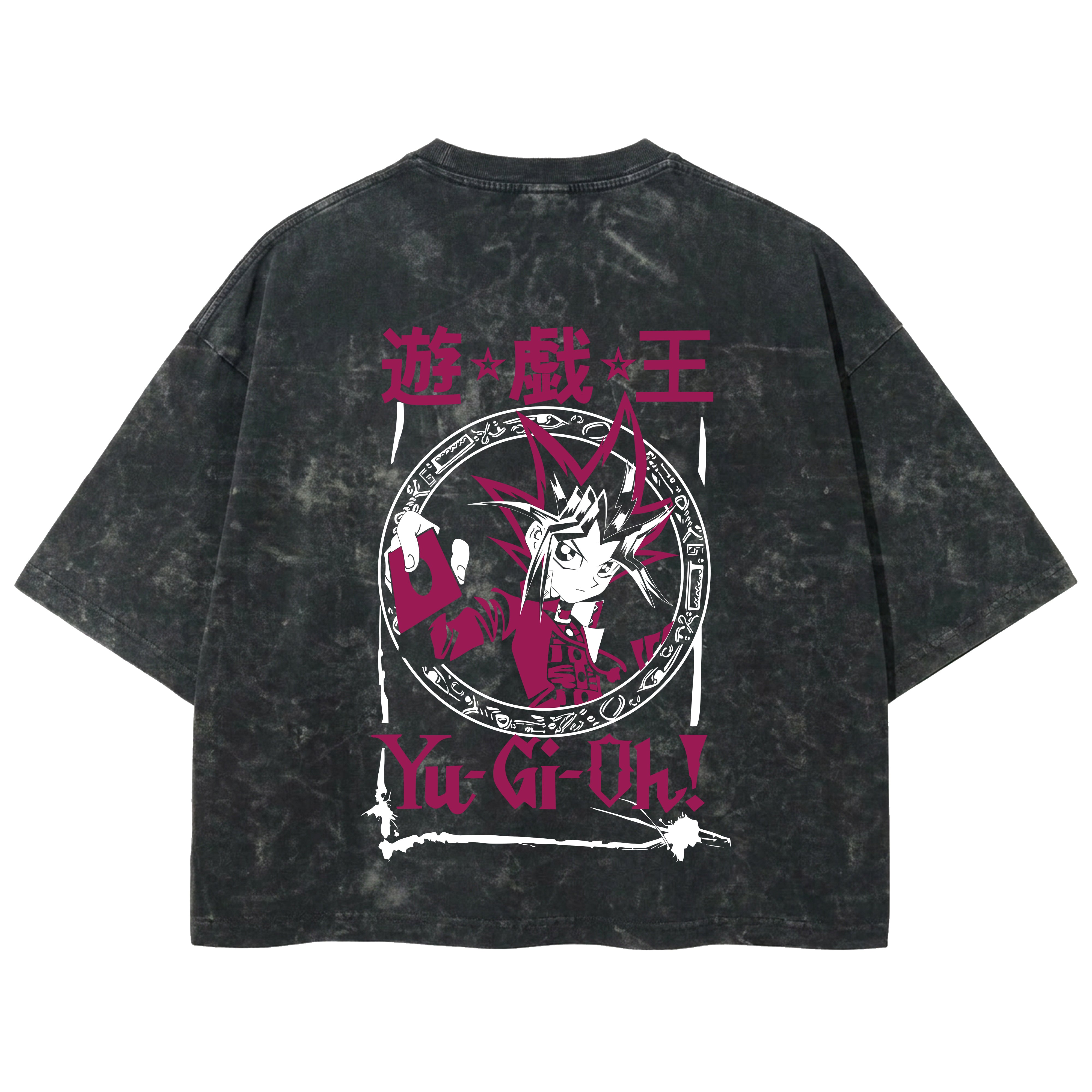 Playera streetwear premium de anime y gaming ExtraLife MX, corte boxy deluxe mineral wash heavyweight en color Acid Wash, moda urbana mexicana de culto.