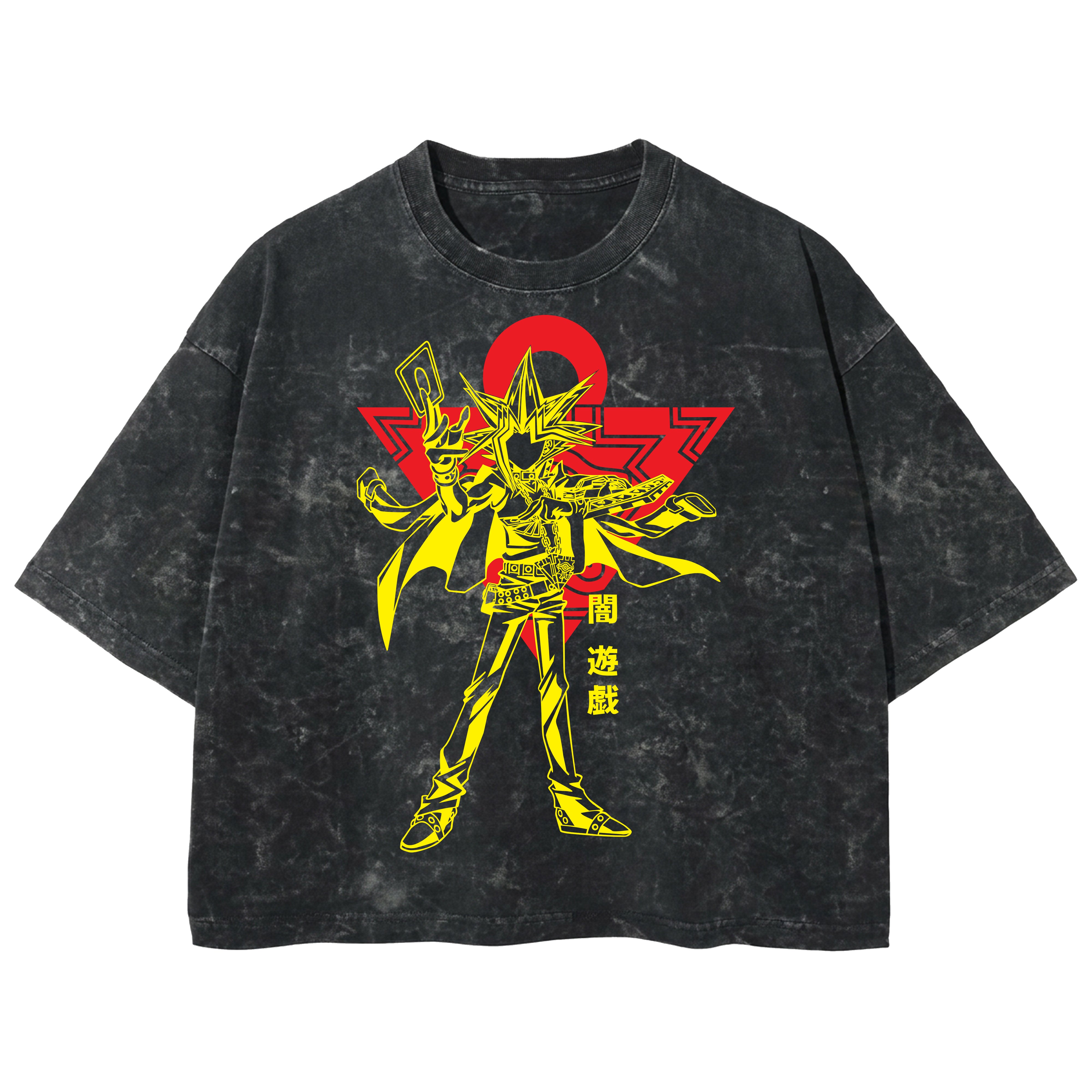 Playera streetwear premium de anime y gaming ExtraLife MX, corte boxy deluxe mineral wash heavyweight en color Acid Wash, moda urbana mexicana de culto.