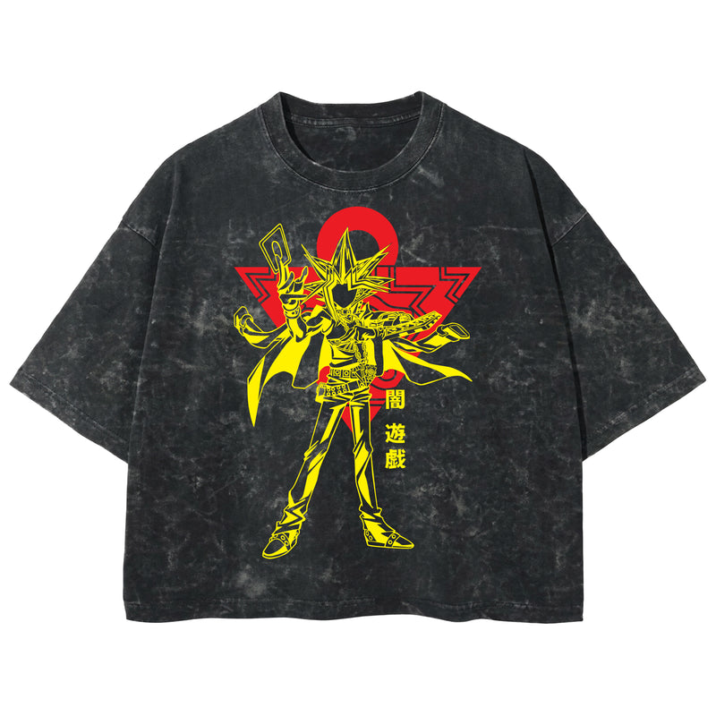 Playera streetwear premium de anime y gaming ExtraLife MX, corte boxy deluxe mineral wash heavyweight en color Acid Wash, moda urbana mexicana de culto.