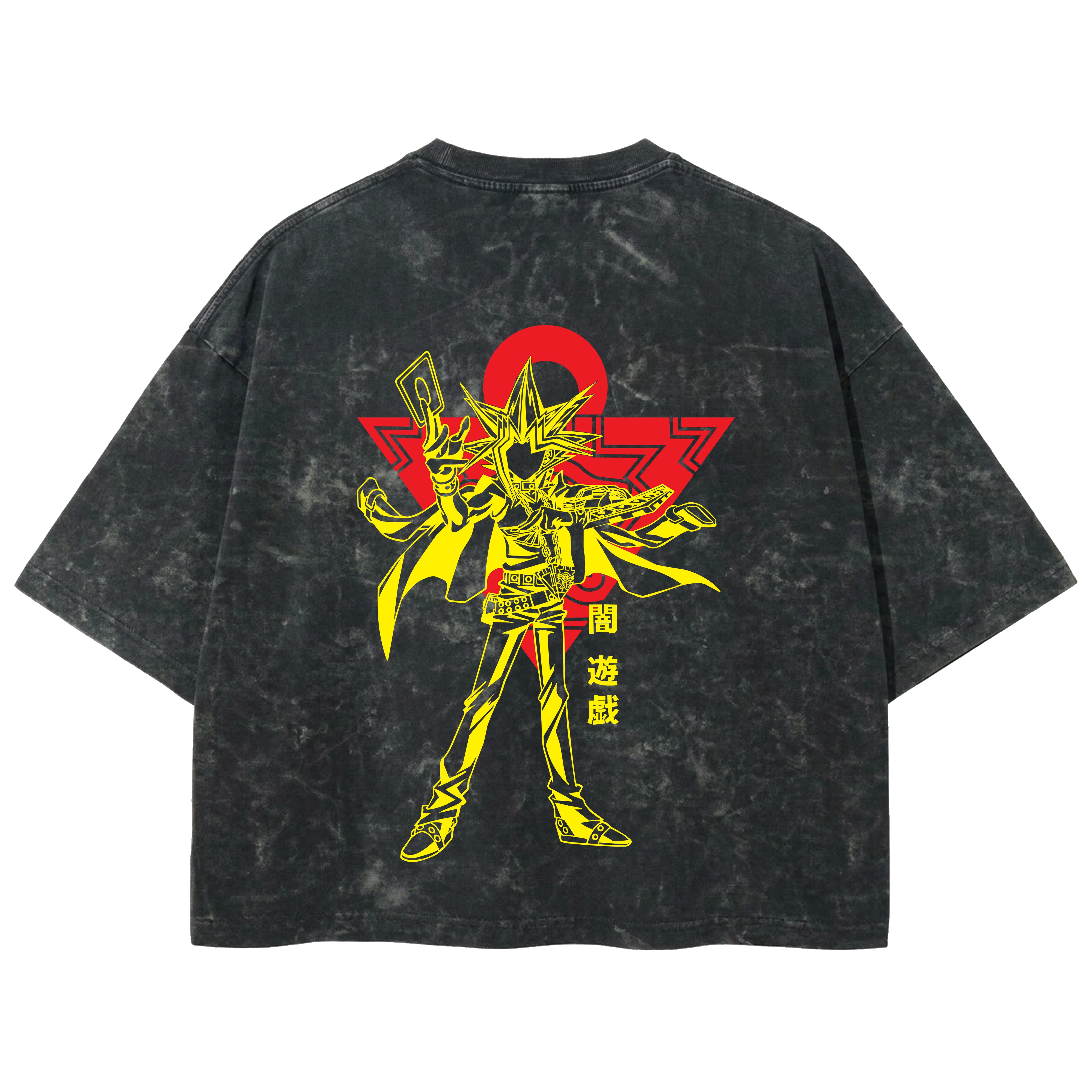 Playera streetwear premium de anime y gaming ExtraLife MX, corte boxy deluxe mineral wash heavyweight en color Acid Wash, moda urbana mexicana de culto.