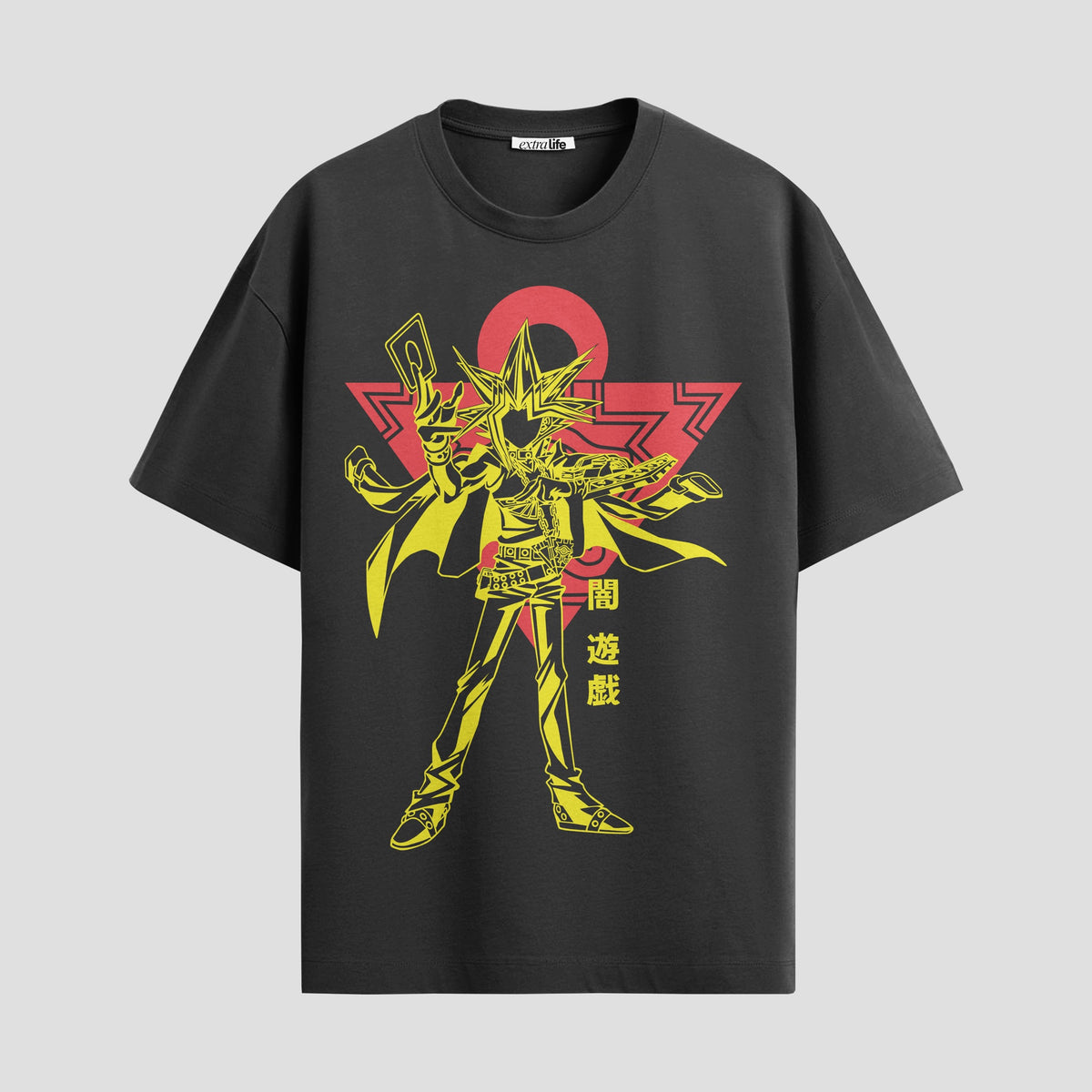 Playera urbana de anime y gaming ExtraLife MX, corte Classic Premium unisex ligero y transpirable en color Deep Black y Pure White, ropa de uso diario para gym y casual.