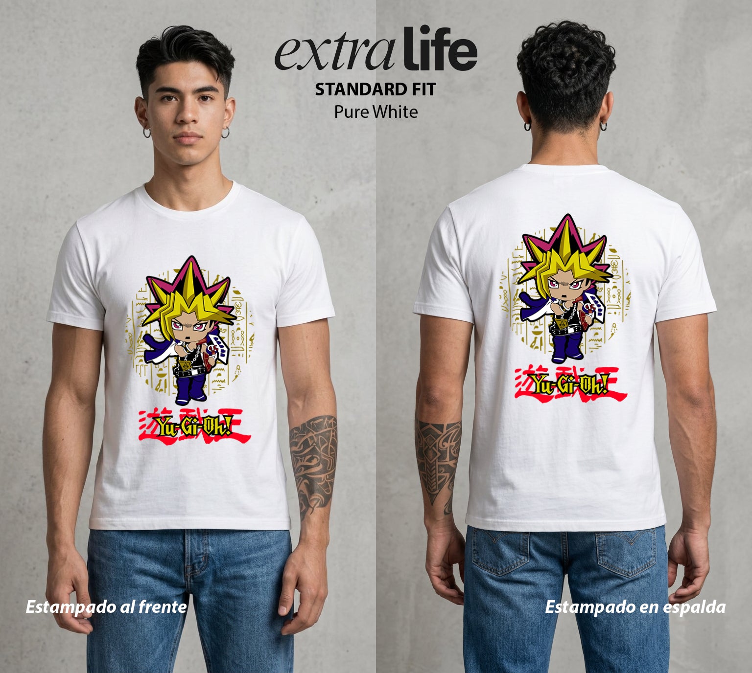 El Duelo del Destino | Cara a Cara el Duelo Chibi #04483 - Playera Standard Fit | Pure White - Foto en modelo