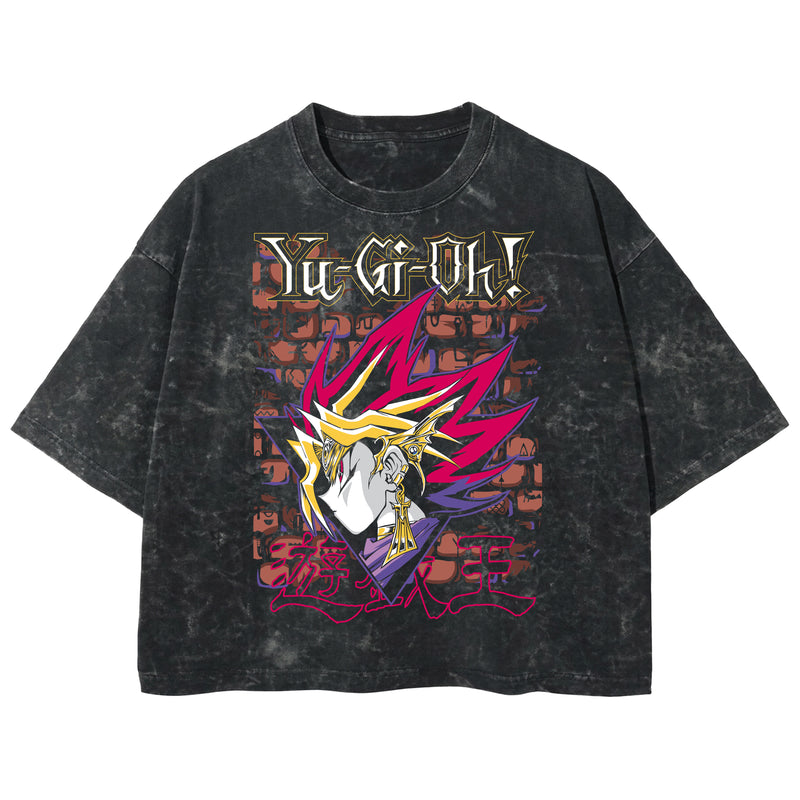 Playera streetwear premium de anime y gaming ExtraLife MX, corte boxy deluxe mineral wash heavyweight en color Acid Wash, moda urbana mexicana de culto.