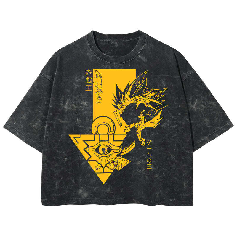 Playera streetwear premium de anime y gaming ExtraLife MX, corte boxy deluxe mineral wash heavyweight en color Acid Wash, moda urbana mexicana de culto.