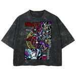 Playera streetwear premium de anime y gaming ExtraLife MX, corte boxy deluxe mineral wash heavyweight en color Acid Wash, moda urbana mexicana de culto.