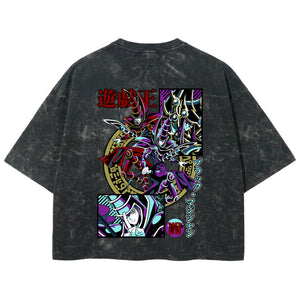 Playera streetwear premium de anime y gaming ExtraLife MX, corte boxy deluxe mineral wash heavyweight en color Acid Wash, moda urbana mexicana de culto.
