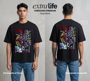 El Duelo del Destino | El Faraon del Duelo #04487 - Playera Oversized Premium | Deep Black - Foto en modelo