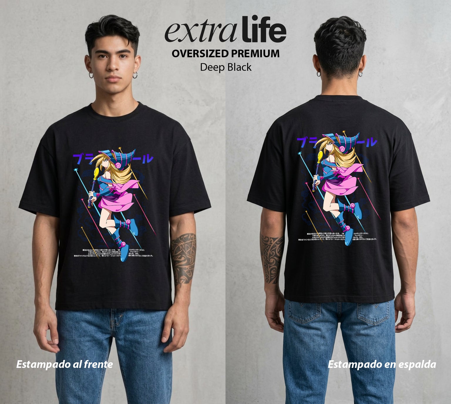 El Duelo del Destino | El Juego del Destino #04491 - Playera Oversized Premium | Deep Black - Foto en modelo