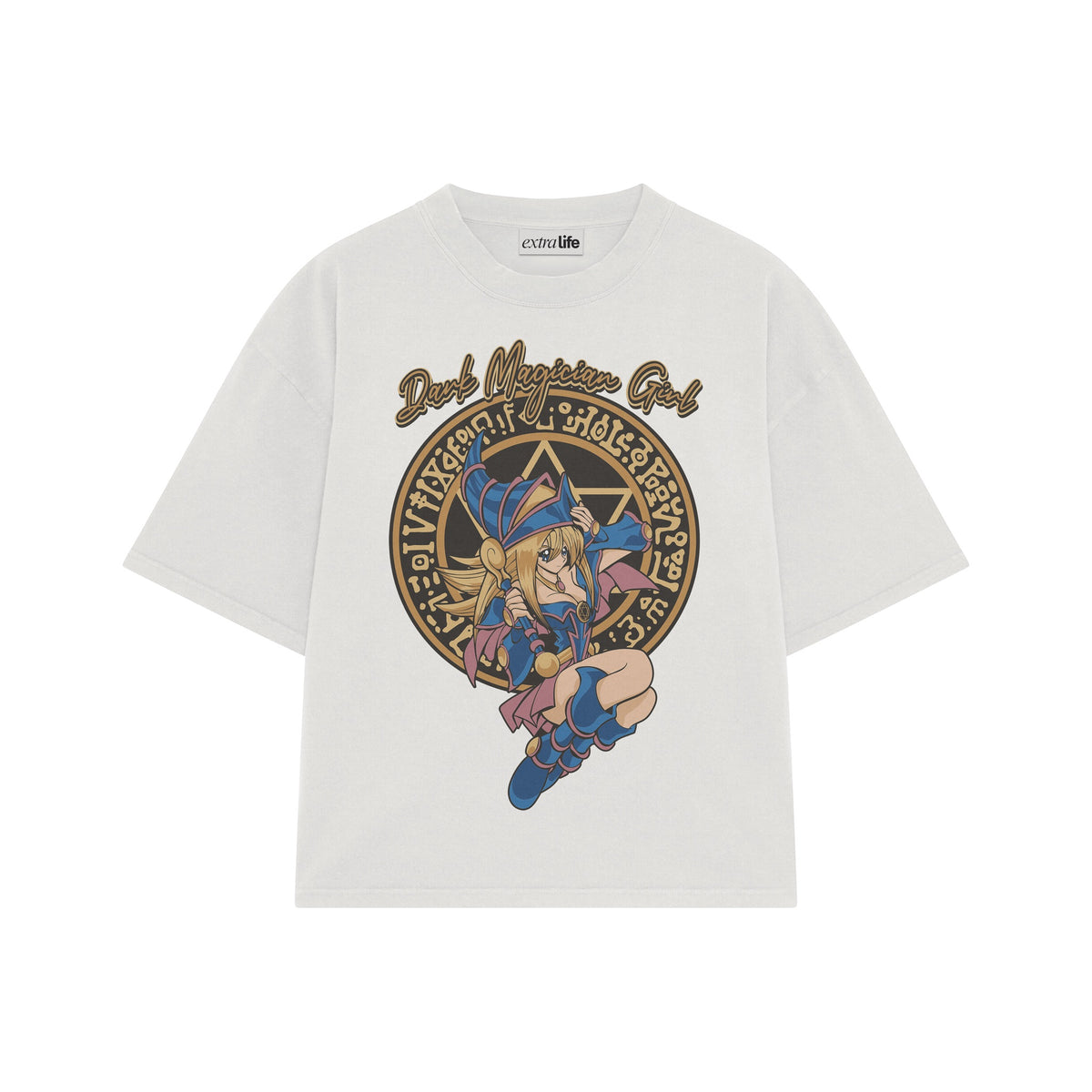 Playera streetwear premium de anime y gaming ExtraLife MX, corte oversized drop shoulder ligero y fresco en color Deep Black y Off-White, moda urbana mexicana de culto.