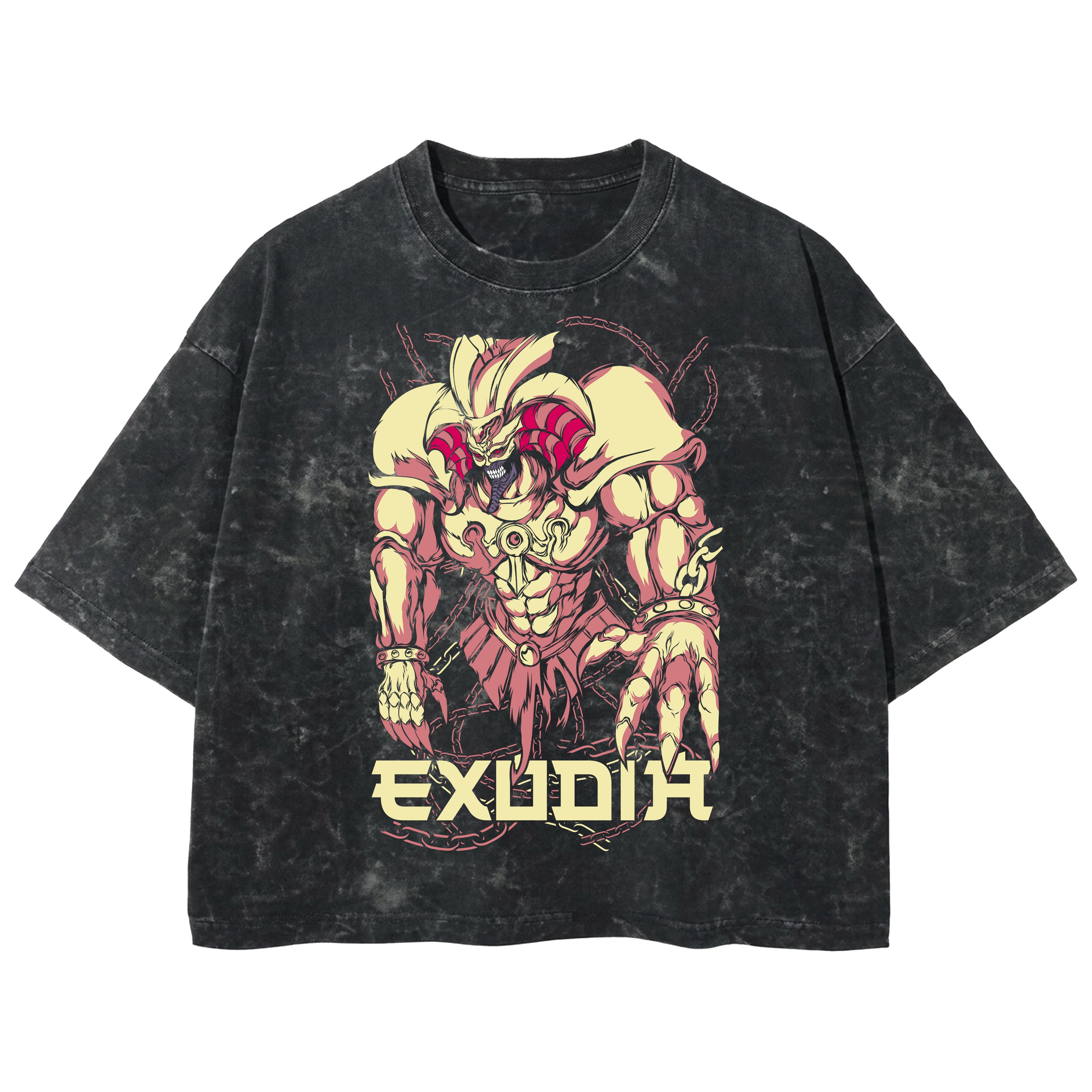 Playera streetwear premium de anime y gaming ExtraLife MX, corte boxy deluxe mineral wash heavyweight en color Acid Wash, moda urbana mexicana de culto.