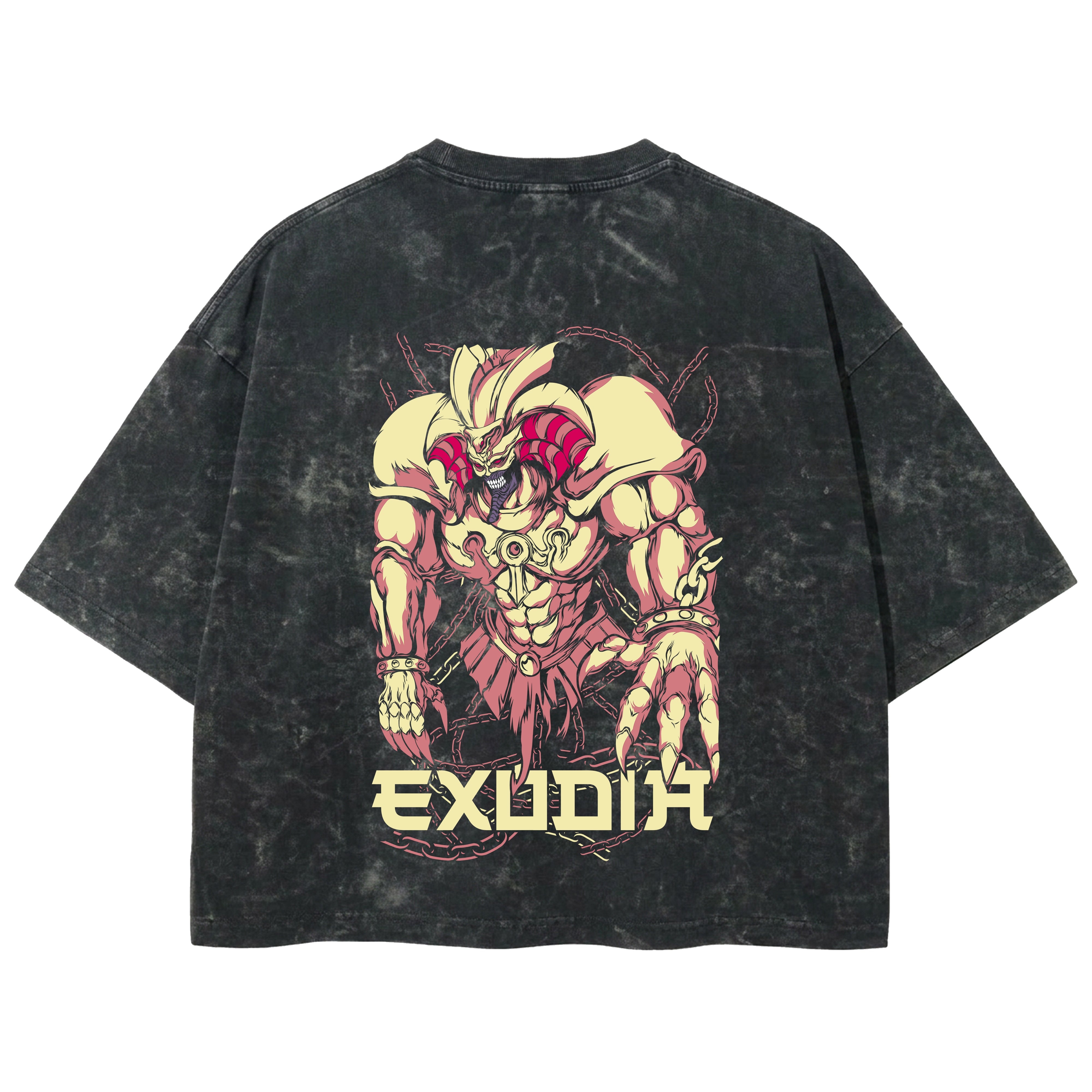 Playera streetwear premium de anime y gaming ExtraLife MX, corte boxy deluxe mineral wash heavyweight en color Acid Wash, moda urbana mexicana de culto.